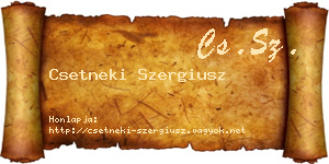 Csetneki Szergiusz névjegykártya